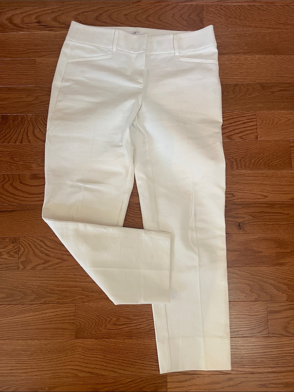 LOFT White Cropped Tailored Pull-On Trousers